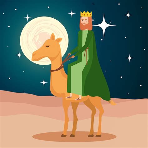 premium vector wise king  camel manger character