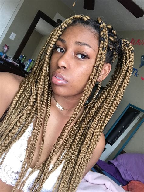 Pigtail -Box braids #honeyblonde | Pigtail hairstyles, Pigtail braids