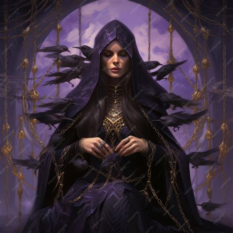 The Enchanting Raven Queen A Dark Goddess with Flowing Black Hair and