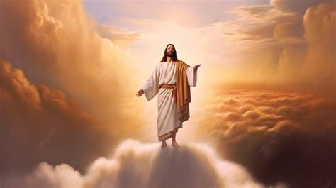 foto yesus  awan berdiri  atas langit foto  gambar