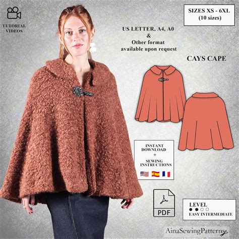 womens cape sewing pattern cape coat pattern winter cape pattern