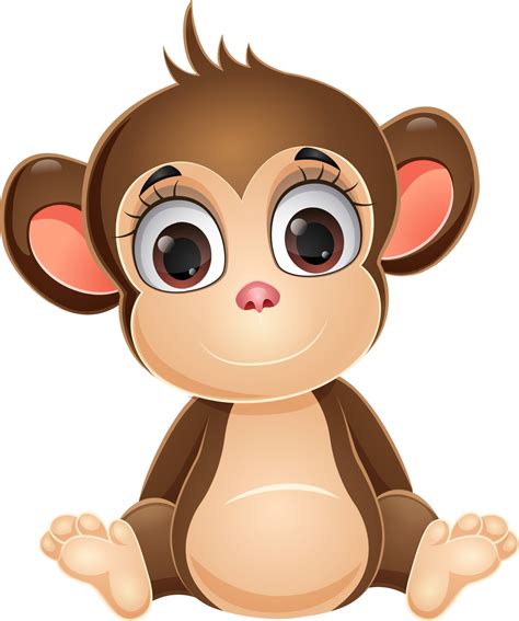 cute baby monkey cartoon sitting  vector art  vecteezy