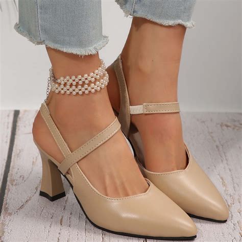 CQONEPT Slingback Heels for Women Low Heels Dress Shoes Kitten Pumps
