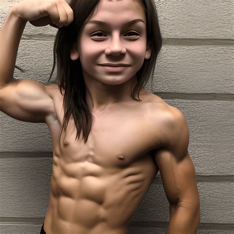 Muscular 13 Year Old Boy Flexing His Define Muscles · Creative Fabrica