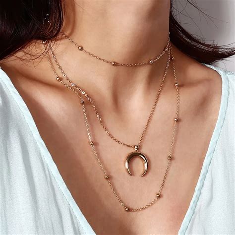 sexy  neck collar business items simple multilayer vintage moon