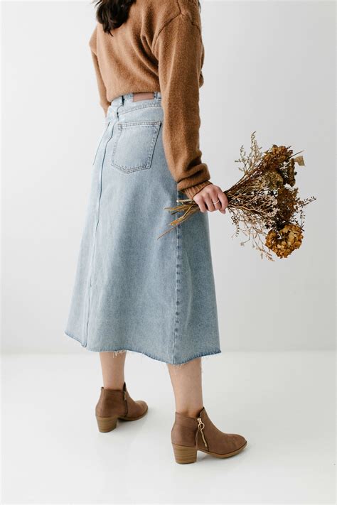 a line denim midi skirt petite 2