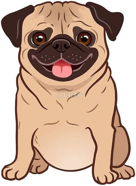 "Cute pug" Sticker for Sale by criarte | Cute pugs, Pug cartoon, Pug art