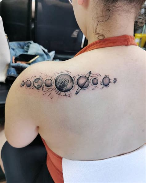 Solar System Tattoo, minimalist solar system tattoo, geometric solar ...