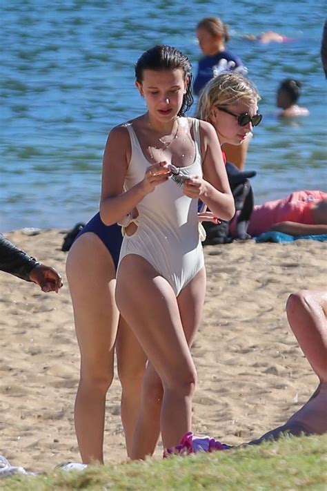 Millie Bobby Brown in White Swimsuit 2018 -05 – GotCeleb