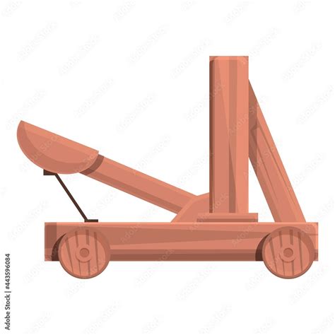 Wood catapult icon cartoon vector. Medieval artillery. Catapult weapon ...