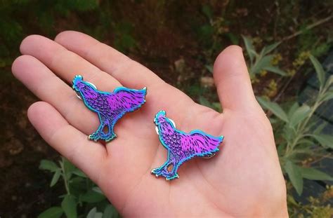 Chicken Enamel Pin, Black Rooster Pin Badge in Rainbow Metal, Glitter ...