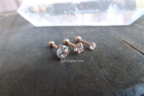 - LOCAL PIERCERS Rose Gold Helix Studs Cartilage Earlobe Piercing Tragus Earring 16g 1/4" Conch ...