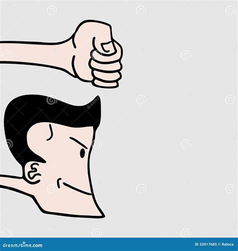 Face Punch. Human Hand With A Clenched Fist. Vector Black And Gray