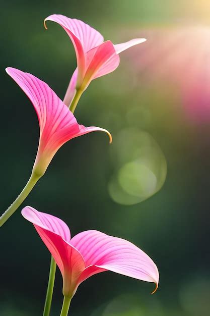 Premium AI Image | Pink flowers on a sunny day