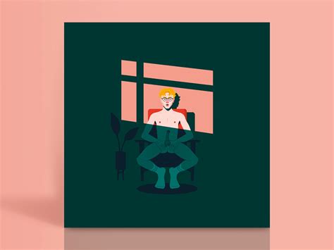 Nude Blonde Twink With Glasses and Socks in Apartment, Gay Illustration