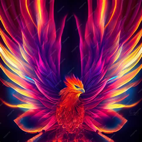 Phönix-Vogel auf Feuer mythologischer Fenix-Vogel mit Flammen-Fantasie