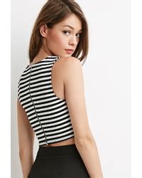 striped zipper  crop top    lookastic