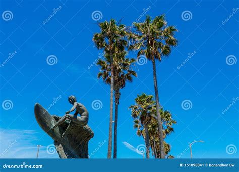 `Nude Dude` the Unclothed Surfer Statue in Huntington Beach. Editorial ...