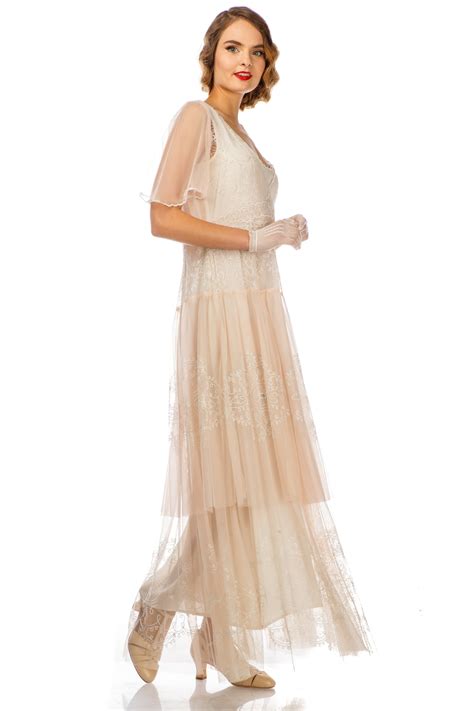 Scarlett 1920s Style Wedding Dress in Peach Ivory by Nataya – WardrobeShop