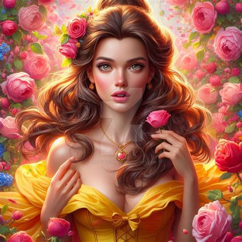 Disney's Belle in a yellow dress digital art by SorayasCorner on DeviantArt