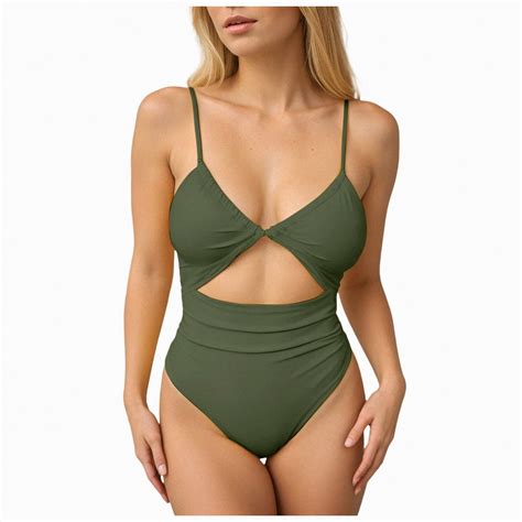 Hessimy Women's One Piece Swimsuit Plunging Neck Cutouts Bathing Suit