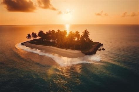 Premium AI Image | Aerial view of a wonderful caribbean sunset on a ...