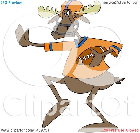 Cartoon Clipart of a Moose Football Player - Royalty Free Vector ...