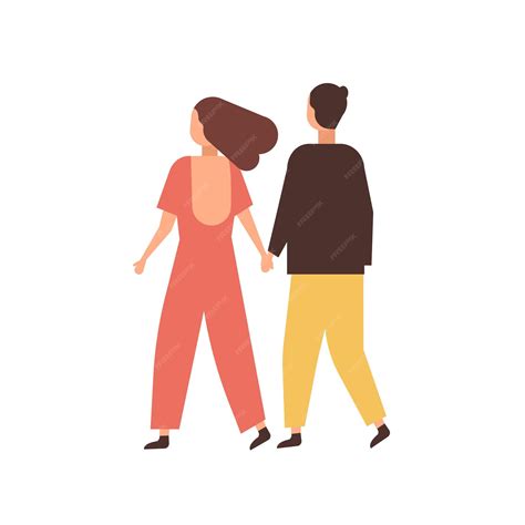 Pareja cogidos de la mano ilustración vectorial plana. jóvenes saliendo