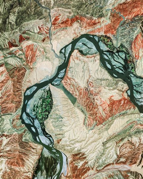 daily overview  xinjiang river illustration art