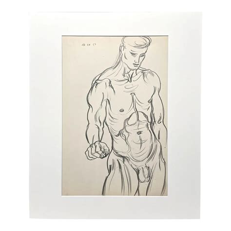 Vintage Male Erotica, Pencil on Paper Figure Study by Harold Haydon
