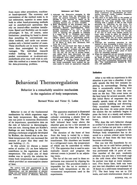 (PDF) Behavioral Thermoregulation: Behavior is a remarkably sensitive ...