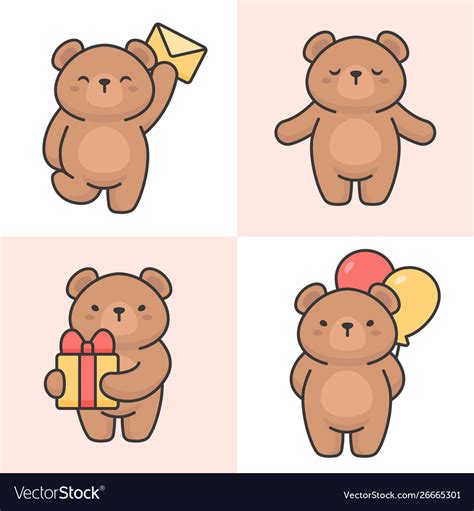 Set cute bear characters Royalty Free Vector Image