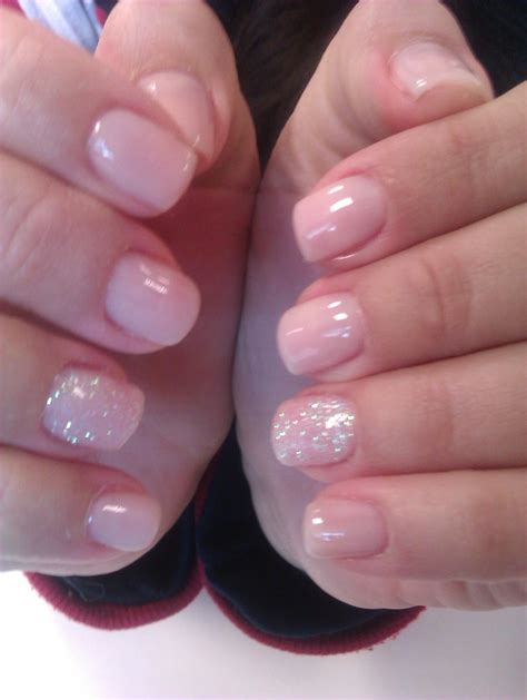 Natural gel nails with glitter | Natural gel nails, Pink gel nails