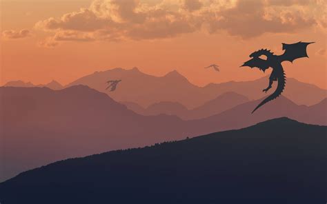 Silhouette dragon illustration, dragon, fantasy art, landscape, mountains HD wallpaper ...