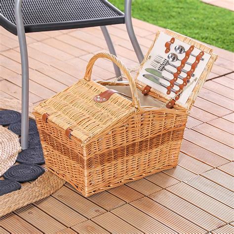 Willow Picnic Basket Set - 4 Persons -Brown