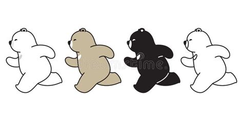 Bear Vector Polar Bear Running Cartoon Character Icon Logo Illustration Doodle Stock ...