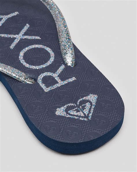 Shop Roxy Girls' Viva Sparkle Thongs In True Navy - Fast Shipping