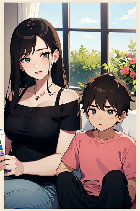 sexy busty mom seducin small son masterpiece  quality seaart ai