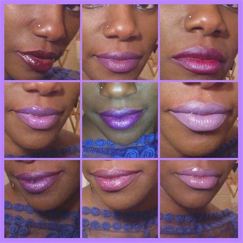 Swatches of Purple Lipsticks and Lip Glosses