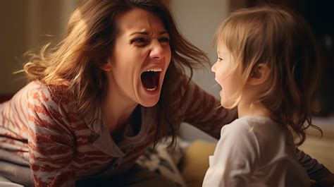 Premium Photo | Angry annoyed mom shouting scolding for discipline ...
