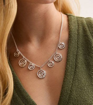 silver spiral charm necklace