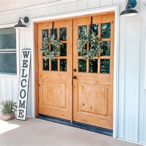 exterior wood double door  front entry   patio krosswood