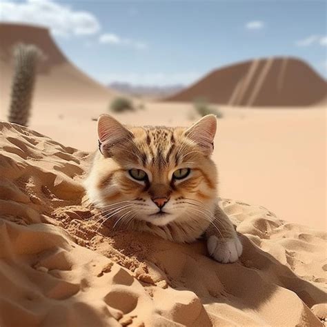 premium ai image  cat   desert   desert background