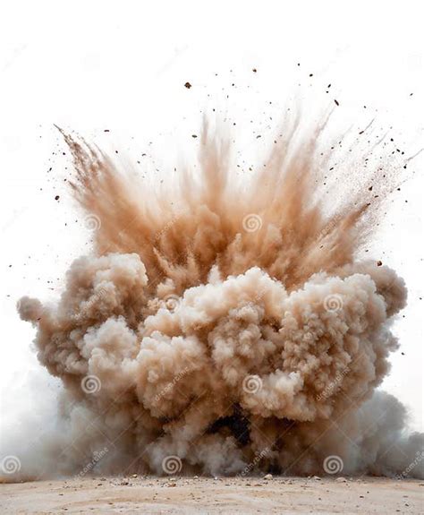 large ground explosion  dust  debris transparent background