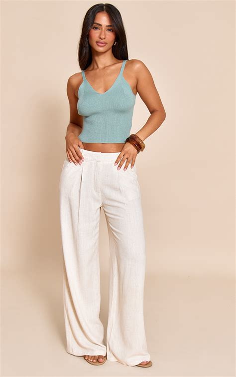Petite Teal Strappy Knitted Vest Top | Petite | PLT UAE