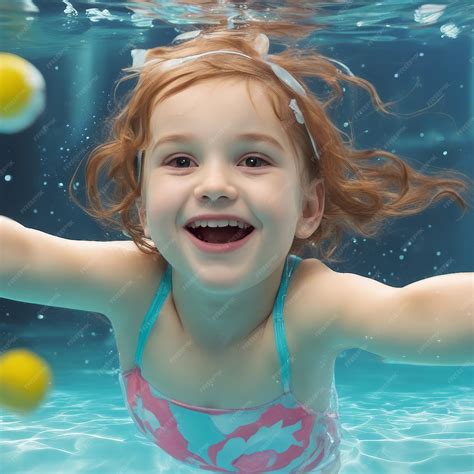 Premium AI Image | The little girl in the water park swimming
