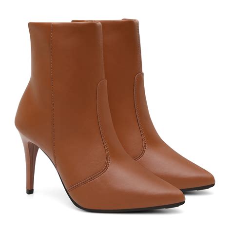 Bota Marrom Salto Fino - Bota Feminina Salto Fino Bico Fino Marrom Estilosa | Shopee Brasil