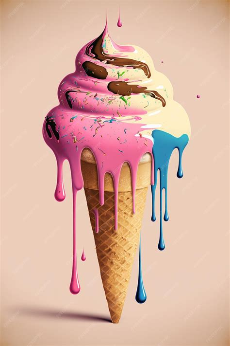 Premium Photo | Dripping paint ice cream