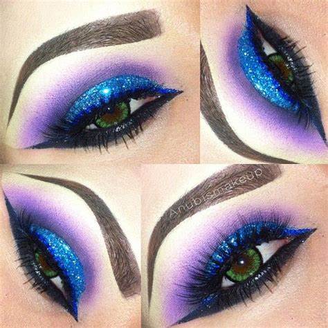 Dramatic blue glitter makeup | Rave makeup, Eyeshadow makeup, Glitter ...