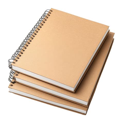 Spiral notebooks stacked on a transparent background ready for writing ...